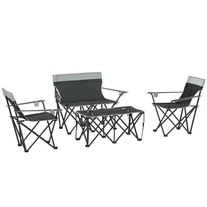Portable dining set used for a comfortable rest on a nature hike.