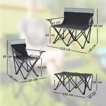 foldable camping chair and table dimensions grey outdoor furniture UK