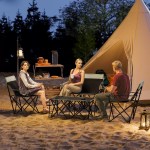 Outsunny 4 piece foldable camping table and chairs set in grey.