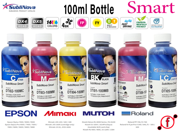 6 color Sublimation ink |Sublinova Smart DTI -100ml bottle