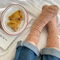 Women’s Warm Chunky Knit Socks for Winter Woman wearing chunky knit warm winter socks with jeans