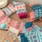 Women’s warm patterned socks in colourful designs for cosy winter comfort