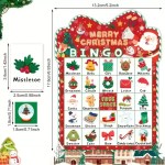 Size chart for Christmas bingo card, calling card, and player chip.