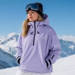 Man wearing a white hooded ski jacket and black beanie in snowy mountains