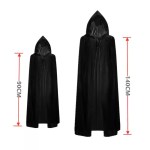 Black hooded cape size chart.