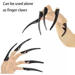 Detachable black finger claw nails worn directly on fingers.