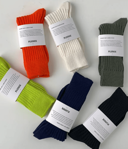 Unisex ribbed crew socks in bright and neutral colours for everyday casual wear