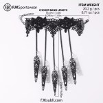 Black lace claw ring bracelet size and weight specification chart with measurements.