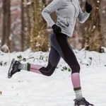 Women wearing warm sports socks for hiking and winter activities