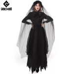 Black ghost bride costume with long veil