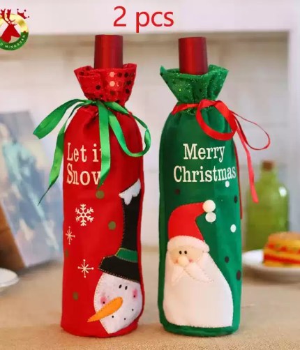 Santa and Snowman Christmas Bottle Covers
