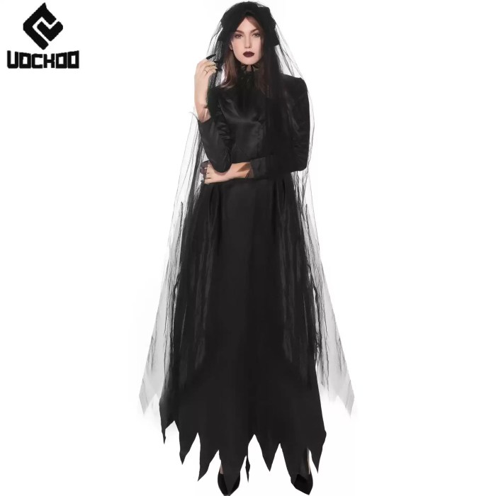 Gothic black witch bride Halloween costume dress