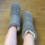 Grey warm indoor floor socks with soft cuff and cosy winter design