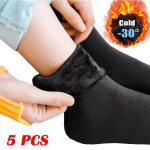 Black fleece-lined thermal winter socks with thick soft lining for cold-weather warmth