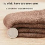 Close-up of thick knitted winter socks with soft textured fabric