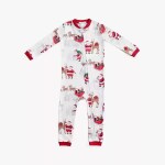 Kids white Christmas sleepsuit with Santa and festive print design