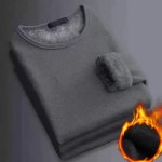 Dark grey fleece lined thermal undershirt top
