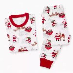 White Christmas pyjama top and trousers with Santa festive print