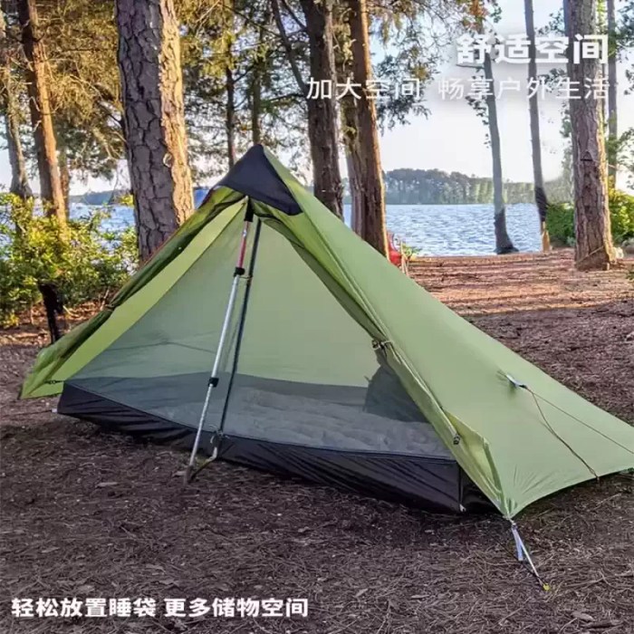Interior view showing enough space for one person and a sleeping bag.