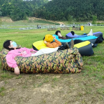 Camping air lounger used as a beach sleeping bag.