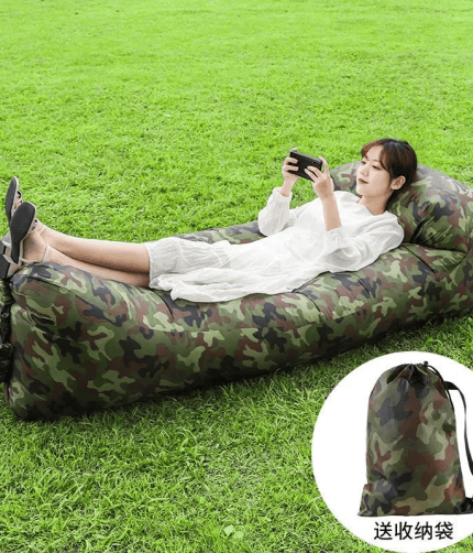 Fast inflatable sofa in blue for camping air lounger.