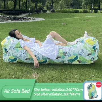 Portable foldable air sofa for travel and picnic.