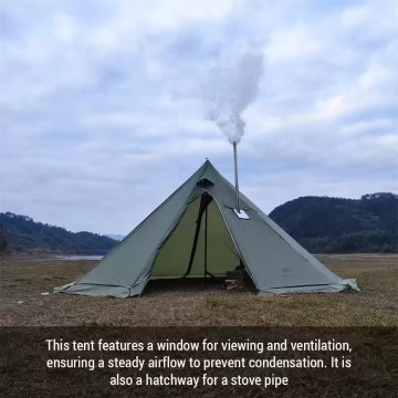 All-weather bell tent with stove pipe and ventilation window, ideal for UK camping