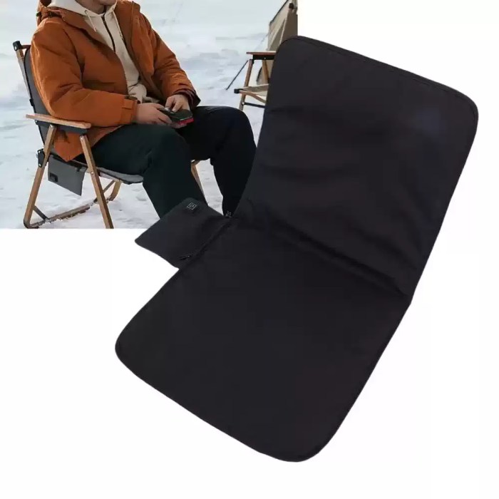 BLACK USB HEATED SEAT CUSHION_1 Portable black seat pad for fishing.