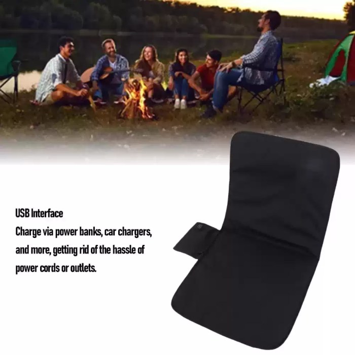 BLACK USB HEATED SEAT CUSHION_4 Folded USB heated cushion for travel.