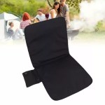 Black heating pad on camping chair.