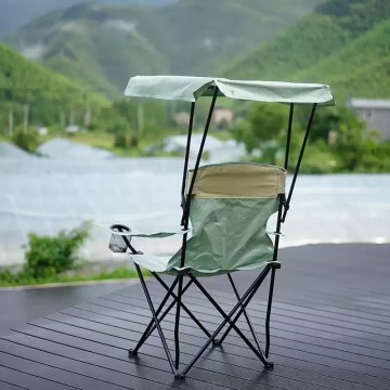 Lightweight folding camping chair with sun canopy for outdoor use