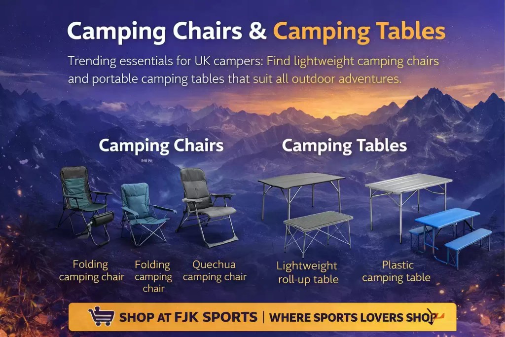 Camping chairs and camping tables for UK camping, featuring lightweight folding camping chairs, portable camping tables, outdoor dining setup, and compact camping furniture for campsite and wild camping