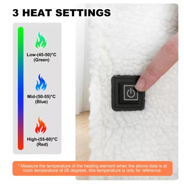 Heated camping chair with three heat settings and easy one-touch control button