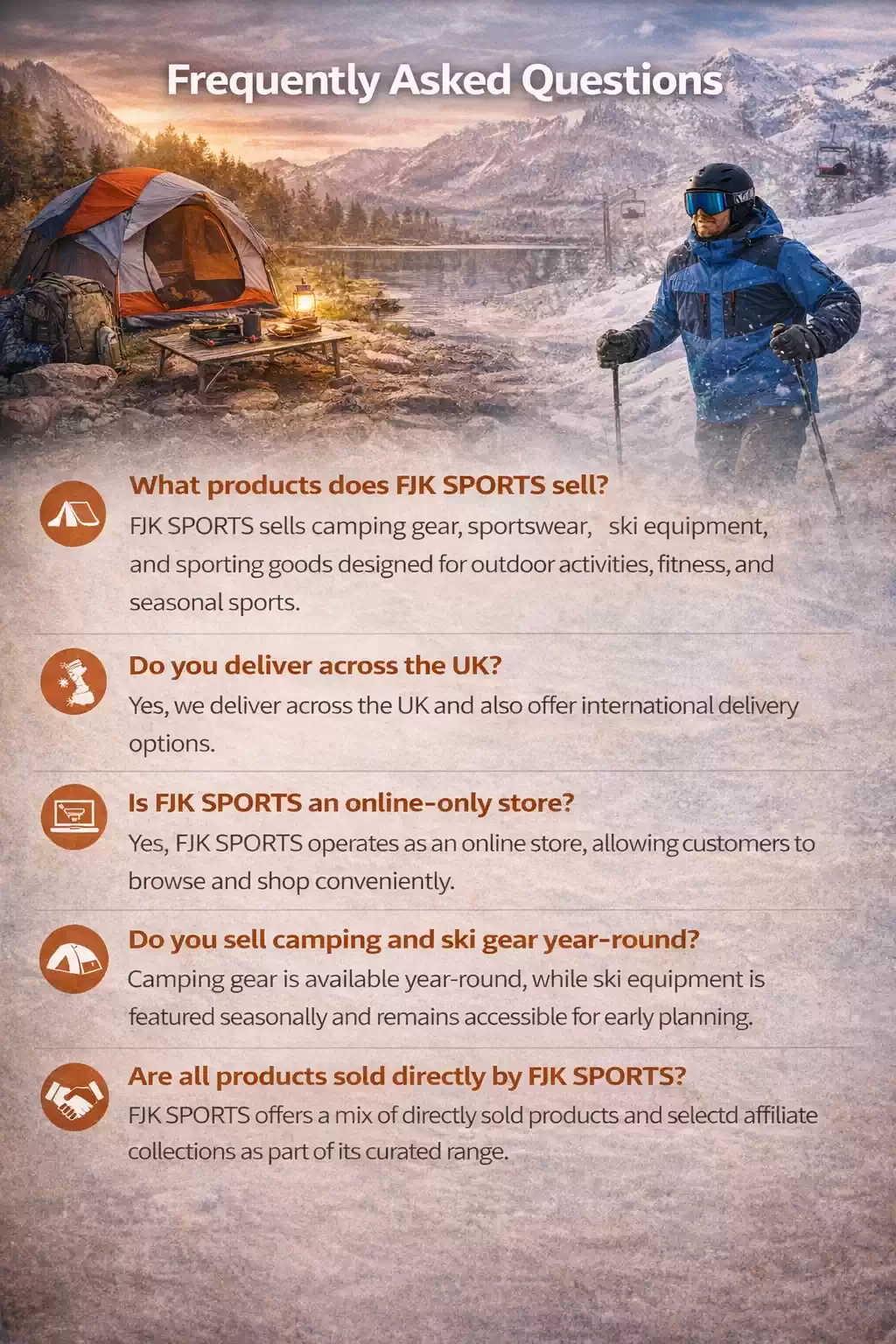 Frequently asked questions about FJK SPORTS products and delivery
