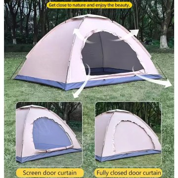 Camping tent with mesh screen door and fully closable door, ideal for UK outdoor camping.