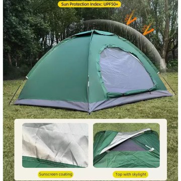 UPF50+ waterproof green camping tent with skylight, ideal for UK outdoor trips.