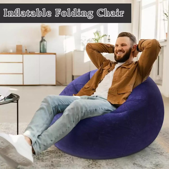 Folding portable inflatable chair for travel.