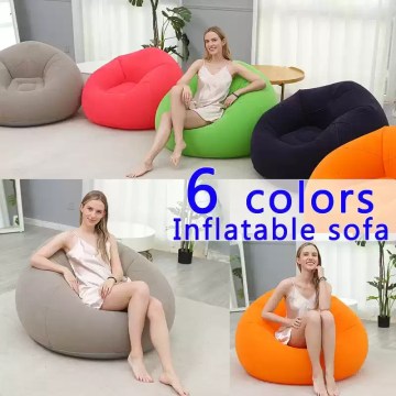 Inflatable bean bag chairs available in six colours for indoor lounging