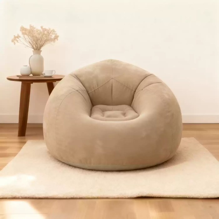 Inflatable bean bag chairs for camping and living room.