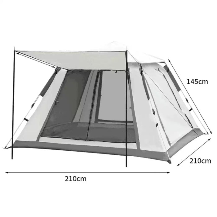 INSTANT POP UP WATERPROOF CAMPING TENT_5 Spacious interior of a pop-up family tent with storage pockets and a lantern hook for comfortable motorhome awning use.