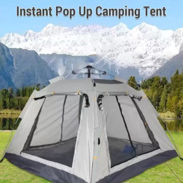 Image 1 (Full Exterior View): High-performance instant pop-up waterproof camping tent with a 3000mm hydrostatic head for UK campsite holidays.