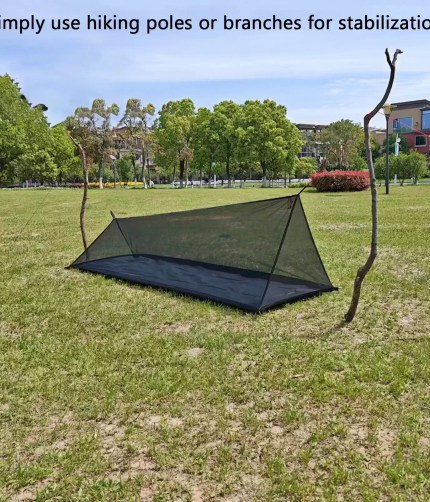 Close-up of the high-flow mesh panels on the breathable tent.