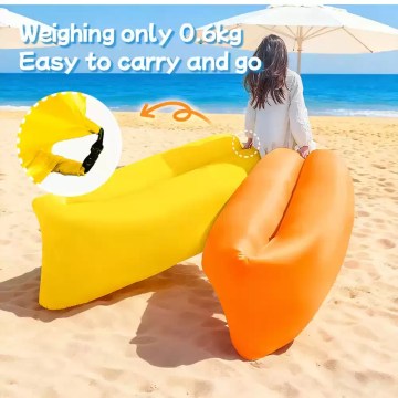 multi coloured inflatable camping sofa yellow orange beach air lounger UK