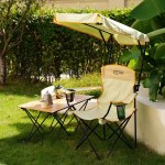 Outdoor camping folding chair with sunshade.