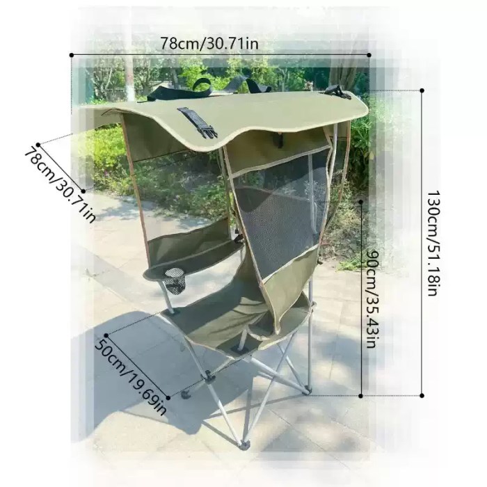 Sunshade canopy on a fishing chair