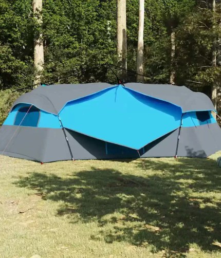 Oversized 2-room family camping tent with a spacious porch area for UK caravan-style comfort on the pitch.