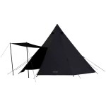 Side view of the octagon tent showing the aerodynamic wind-resistant shape.