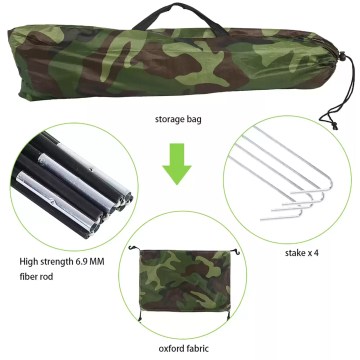 Camping tent accessories with carry bag, fibreglass poles and stakes for easy UK camping setup