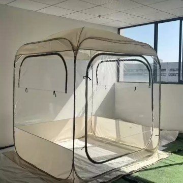 Pop-up screened camping gazebo with mesh walls and zip doors for outdoor use