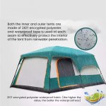 Top view of the double layer rainfly covering the large family tent.